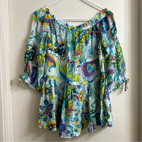 Anthropologie Maeve Frankie Off Shoulder Blouse Multicolor Floral Size XS - Picture 1 of 9